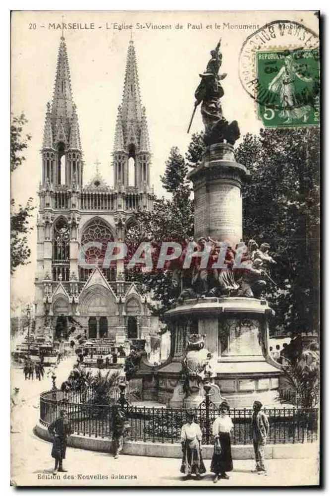 Marseille - Die Kirche Saint-Vincent de Paul und der Kriegerdenkmal — Edition der Nouvelles Galeries, Nr. 20 - Vorderseite