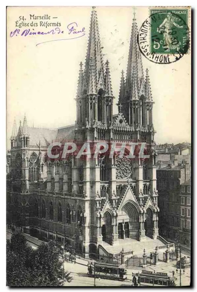 Marselha — Igreja dos Reformados Saint-Paul — Bilhete postal antigo n°54 - Frente