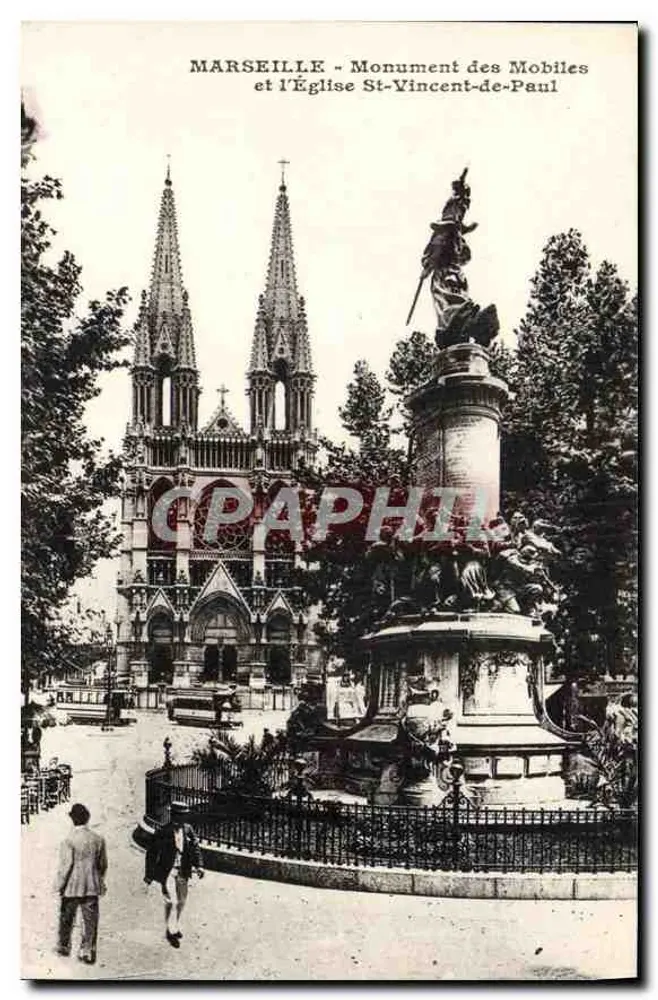 Marseille - Denkmal der Mobiles und die Kirche Saint-Vincent-de-Paul - Vorderseite