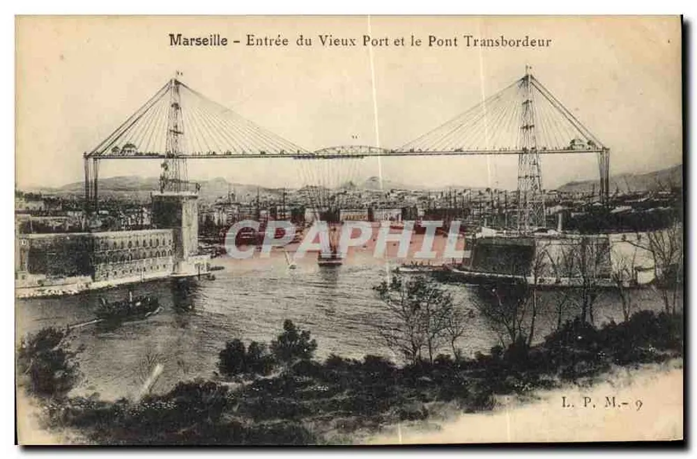 Marseille — Eingang zum Alten Hafen und die Transbordeur-Brücke — L. P. M.-9 - Vorderseite
