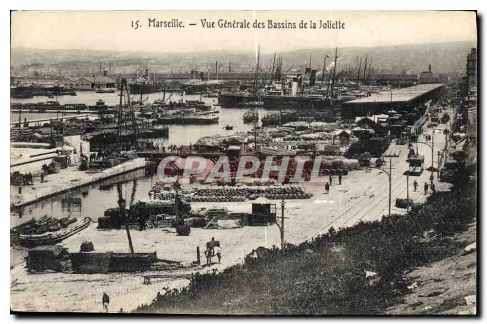 Marseille — Allgemeiner Blick auf die Joliette-Becken — Verlag: C. P. A. (Nr. 15) - Vorderseite