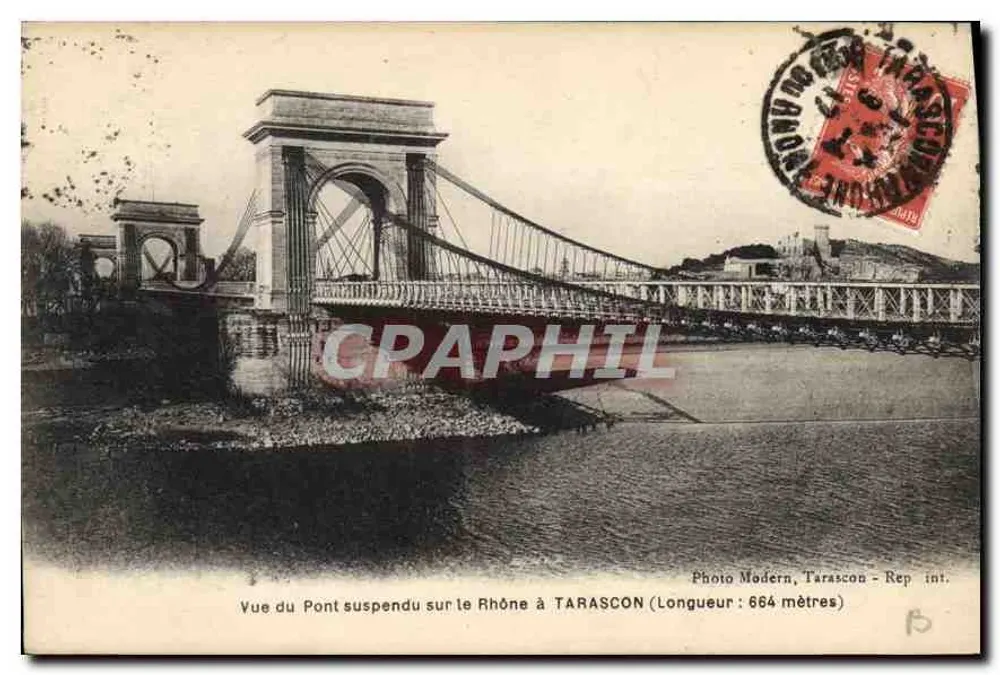 Ansicht des Hängbrücke über den Rhône in TARASCON — Länge: 664 Meter — Photo Modern, Tarascon - Rep. int. - Vorderseite