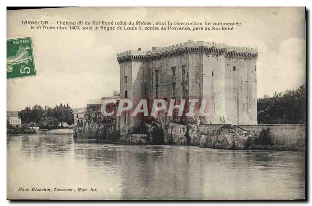 Tarascon — Castelo conhecido como do Rei René lado do rio Ródano — Foto. Blanchin, Tarascon - Rep. int. - Frente