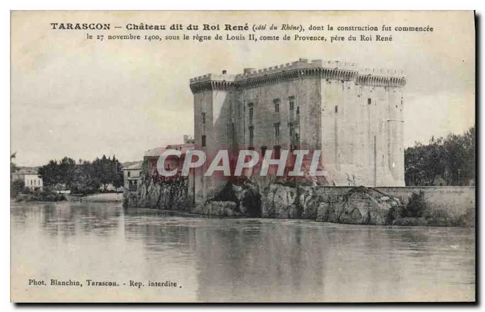 Tarascon — Castelo dito do Rei René (lado do Rhône), cuja construção foi iniciada em 27 de novembro de 1400, durante o reinado de Luís II, conde de Provença, pai do Rei René — Fot. Blanchin, Tarascon - Frente