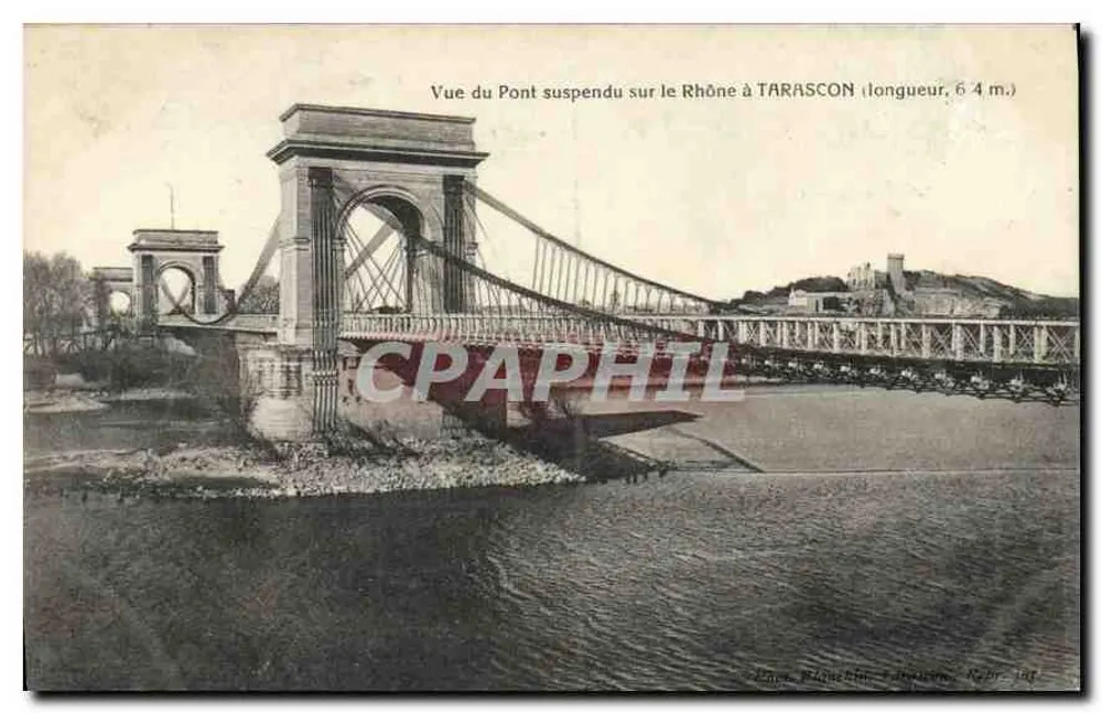 Hängebrücke über den Rhône in Tarascon — Länge 64 m — Verleger: Édouard Blanchem, Tarascon - Vorderseite