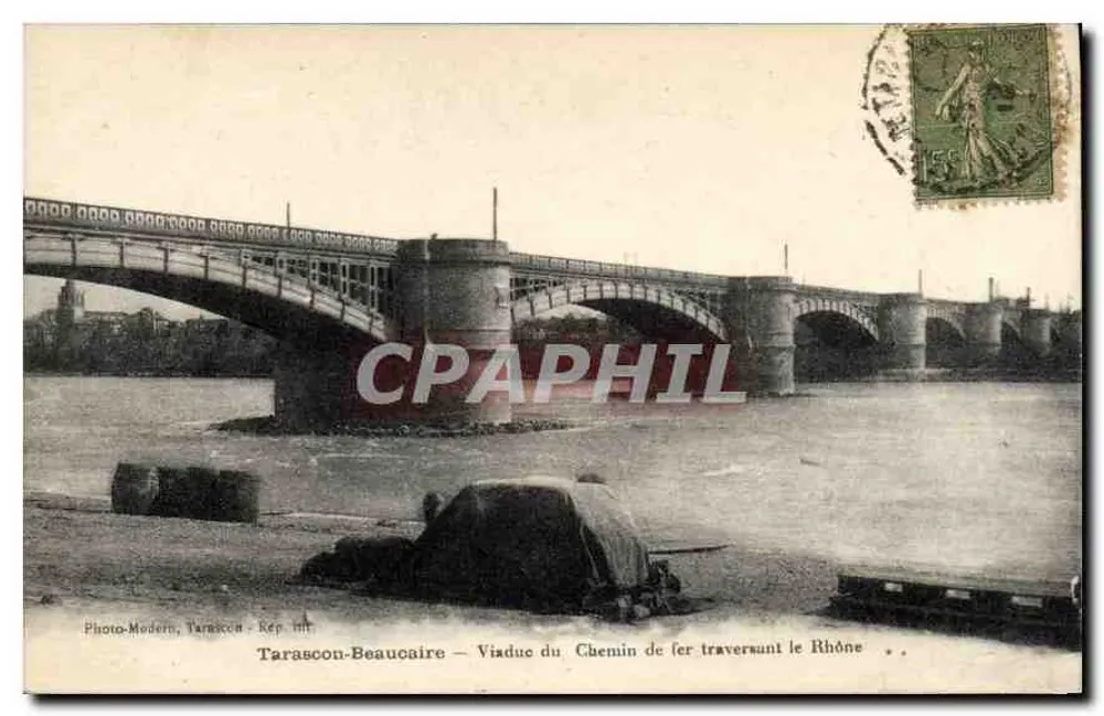 Tarascon-Beaucaire — Eisenbahnviadukt über den Rhône — Photo-Modern, Tarascon - Rep. III - Vorderseite