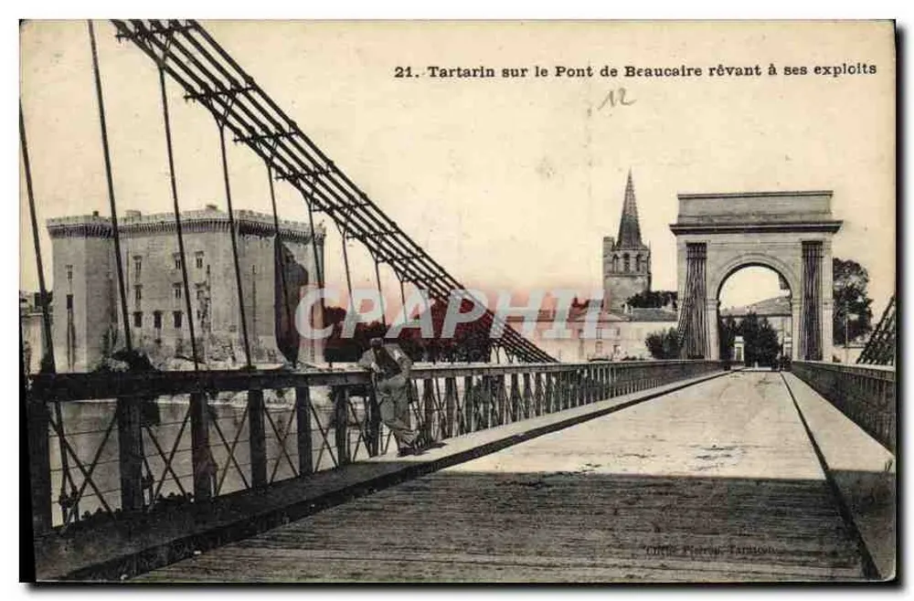 Tartarin am Pont de Beaucaire, träumend von seinen Heldentaten — Serie 21 — Verleger T. Patureau, Tarnoson - Vorderseite
