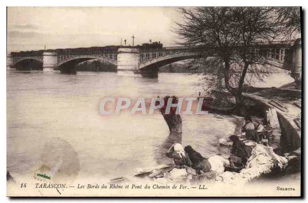 Tarascon — Ufer des Rhône und Eisenbahnbrücke — Selecta, Nr. 14 - Vorderseite