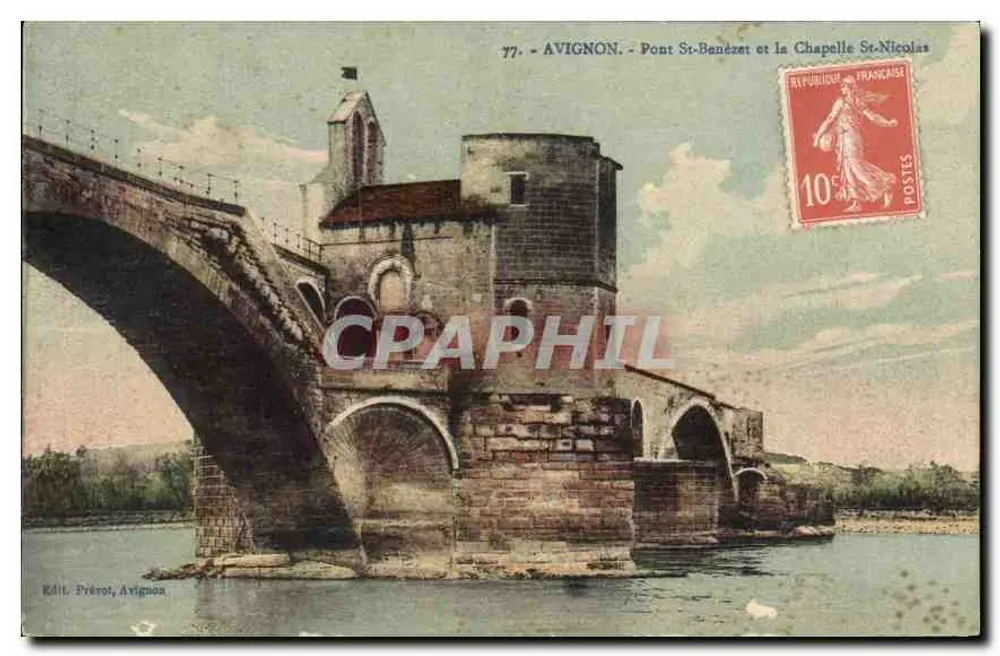 Avignon - Ponte São Bénézet e a Capela São Nicolau — Ed. Préro, Avignon, n° 77 - Frente