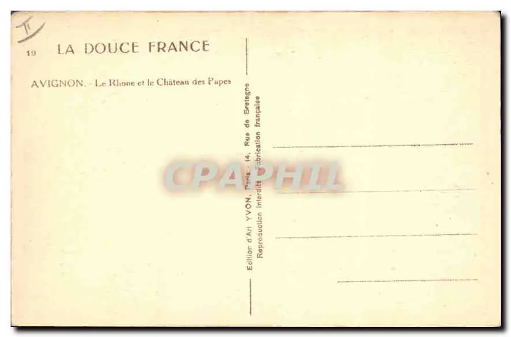 Avignon — Der Rhône und das Schloss der Päpste — Edition d'Art YVON - Rückseite