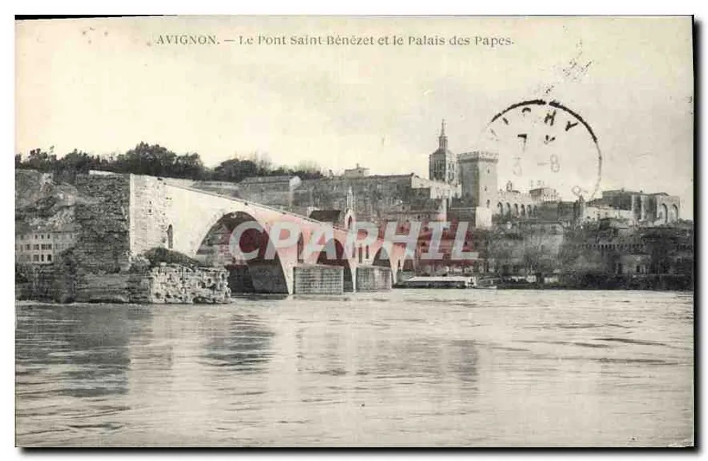 Avignon — Der Pont Saint-Bénézet und das Palais des Papes — Édition Martel - Vorderseite