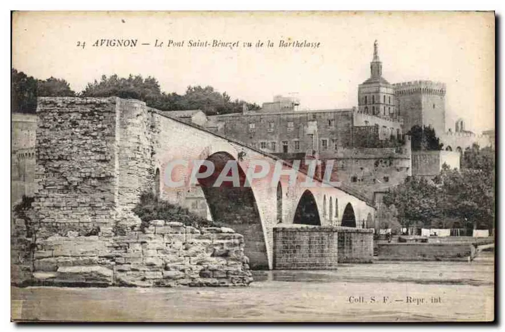 Avignon — Ansicht des Saint-Bénézet-Brücke von der Barthelasse — Coll. S. F. — Rep. int. - Vorderseite