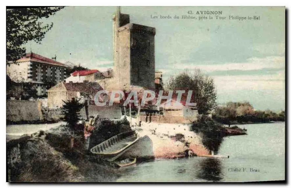 Avignon — Die Ufer des Rhône, in der Nähe der Turm von Philippe-le-Bel — Clihâ P. Beau, n°43 - Vorderseite