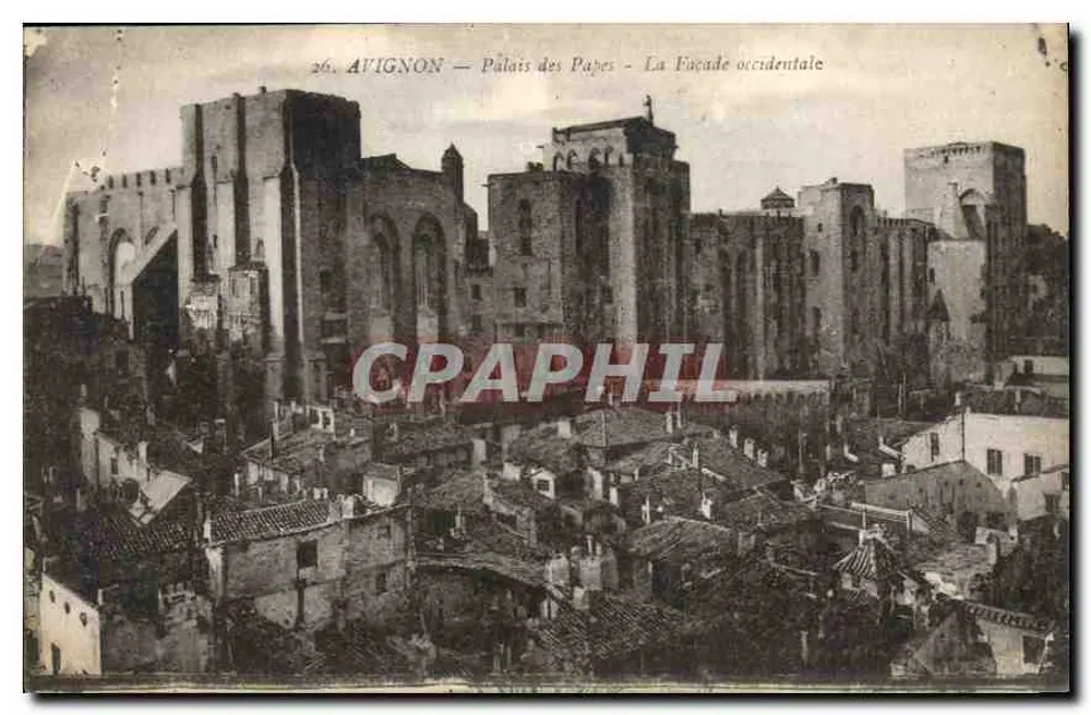 Avignon — Palais des Papes — Die westliche Fassade — Unbekannter Verlag, n° 26 - Vorderseite