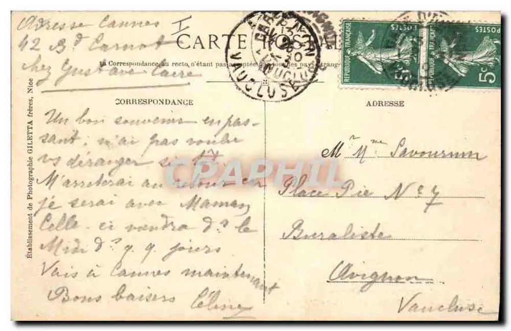 Avignon — Castelo dos Papas — Edição Giletta, fot., Nice - Verso