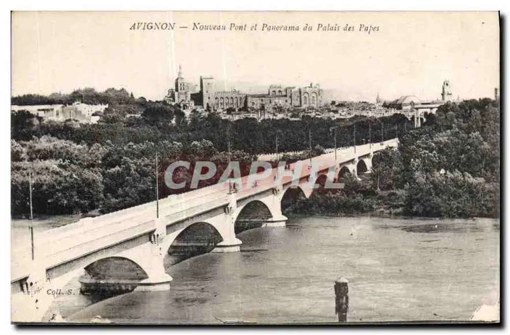 Avignon — Neuer Brücke und Panorama des Palais des Papes - Vorderseite