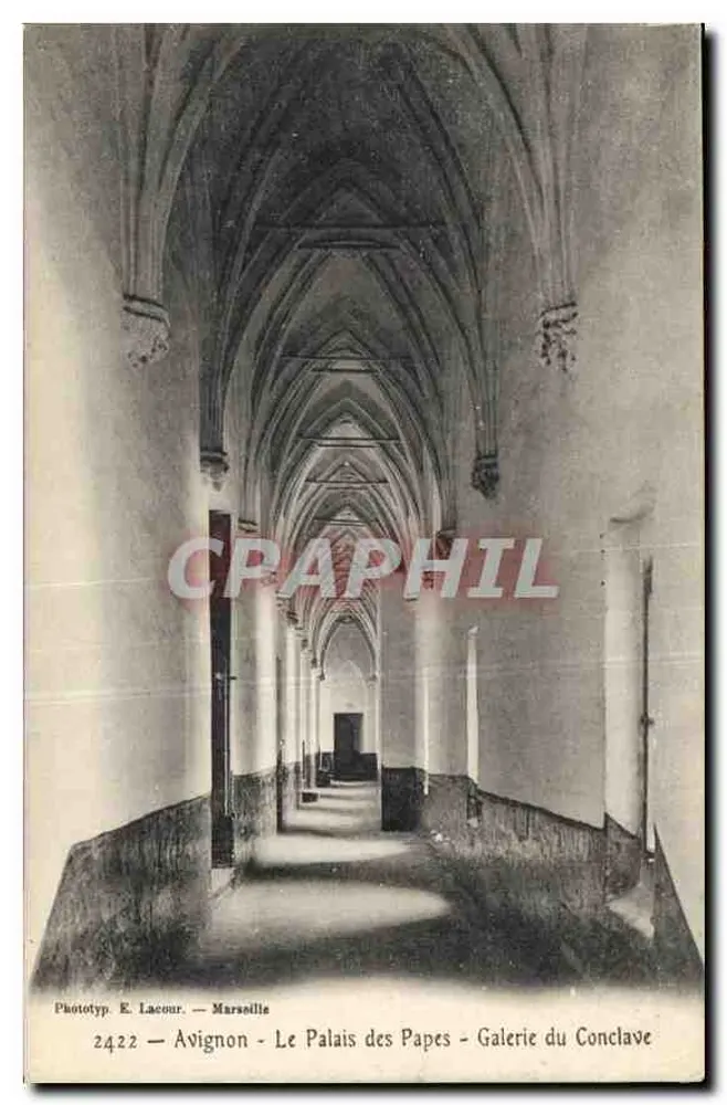 Avignon - Das Palais des Papes - Galerie des Konklaves — Phototyp. E. Lacour — Marseille, n° 2422 - Vorderseite