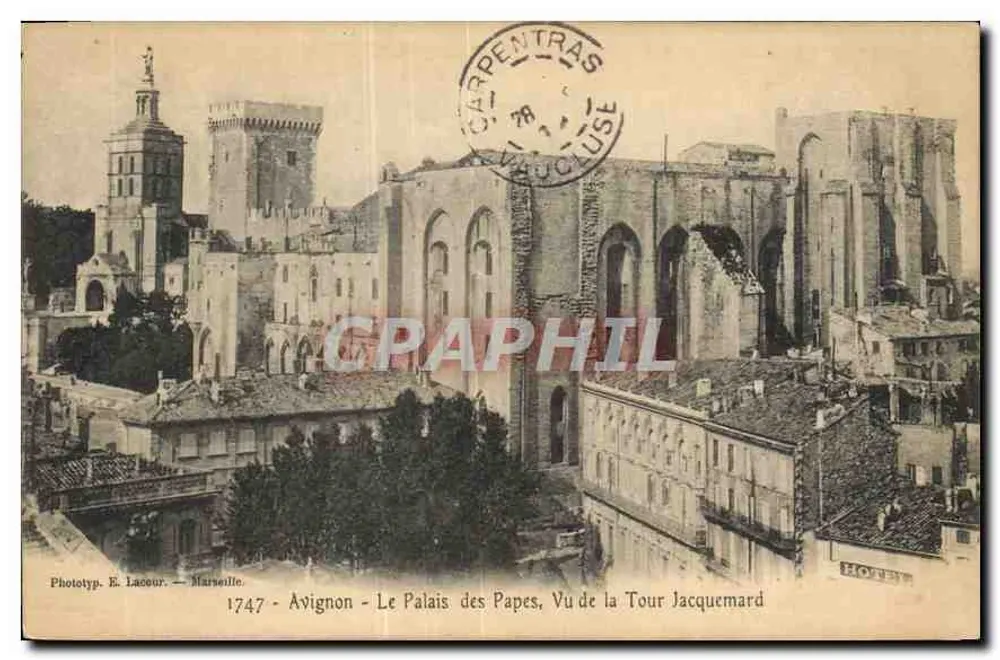 Avignon - Der Palais des Papes, Ansicht von der Tour Jacquemard — Phototyp. E. Lacour — Marseille — n° 1747 - Vorderseite