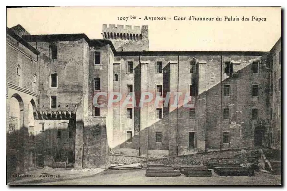 Avignon — Cour d'honneur del Palacio de los Papas — editor Mansille, n° 1007 bis - Anverso