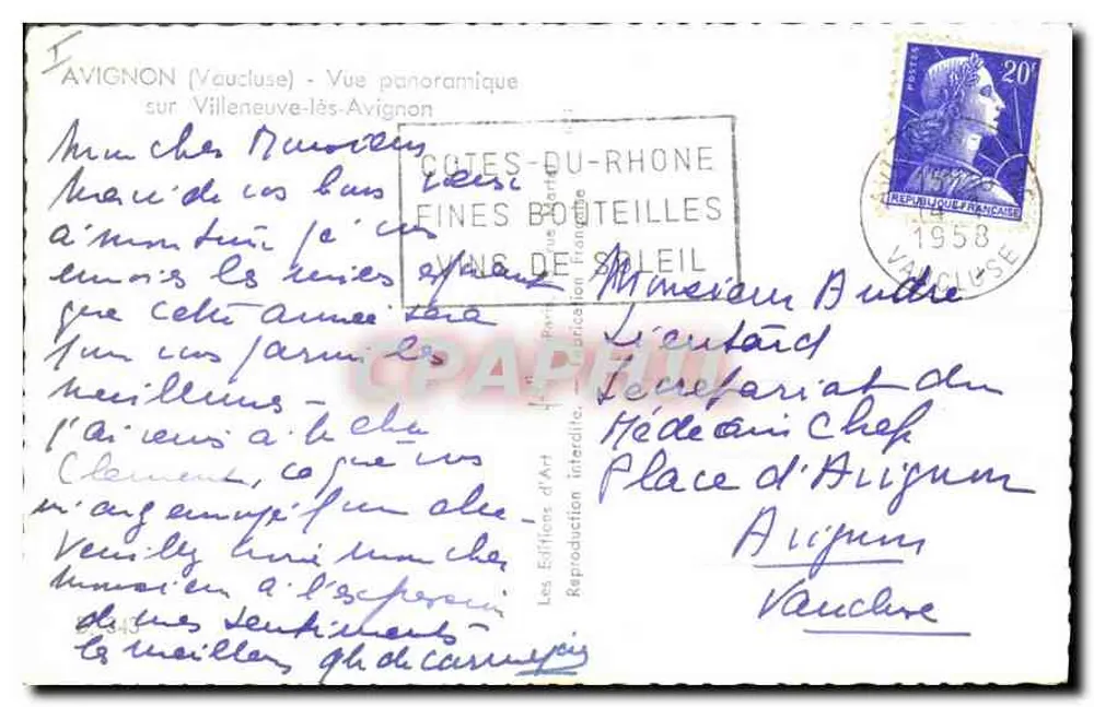 Avignon (Vaucluse) — Panoramablick auf Villeneuve-lès-Avignon — Verlag: Les Éditeurs d'Art - Rückseite