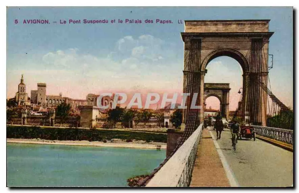 Avignon — Die Hängebrücke und das Palast der Päpste. LL - Vorderseite