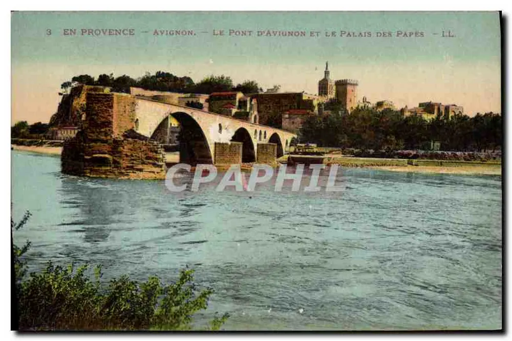 Avignon — Die Brücke von Avignon und das Palast der Päpste — LL - Vorderseite