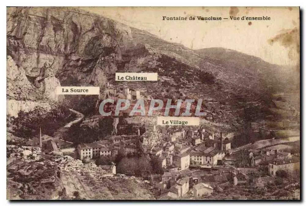 Fontaine de Vaucluse — Vista geral — Edição Artélique & M. R. Béarn, Avignon - Frente