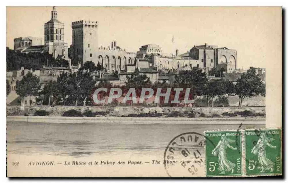 Avignon — El Ródano y el Palacio de los Papas — editor Anciens Étab. Neutrin et Cie, n° 162 - Anverso