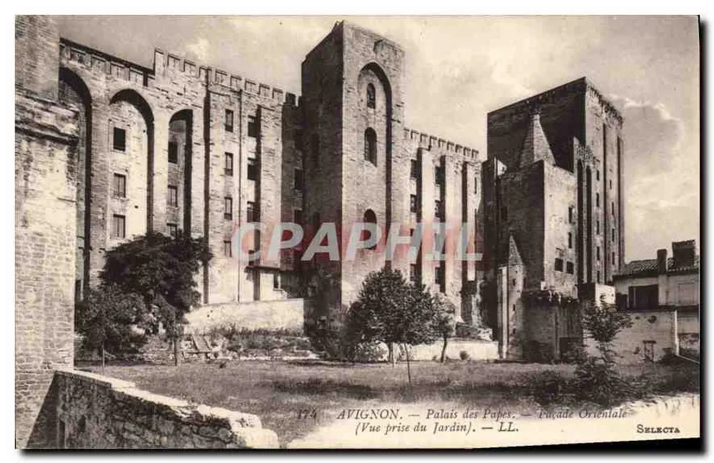 Avignon — Palast der Päpste — Ostfassade — Ansicht vom Garten — Selecta, Nr. 174 - Vorderseite