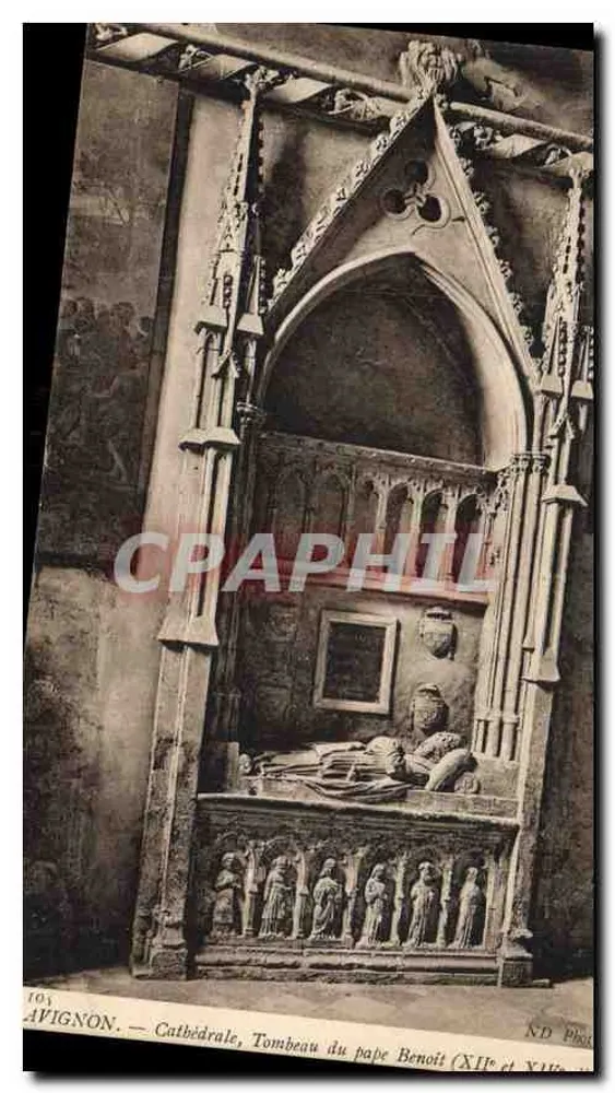 Avignon — Kathedrale, Grabmal des Papst Benedikt (12. und 14. Jahrhundert) — ND Phot - Vorderseite
