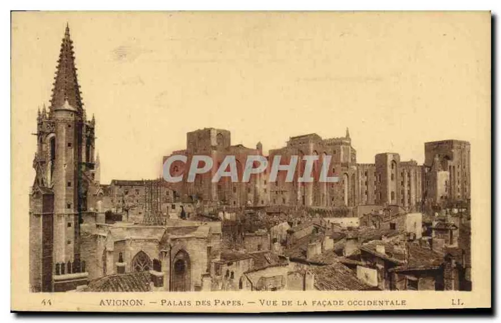 Avignon — Palais des Papes — Ansicht der westlichen Fassade — L.I. Nr. 64 - Vorderseite