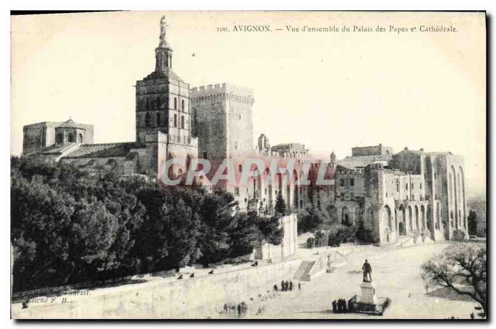Avignon — Panoramablick auf das Palais des Papes und die Kathedrale — Verleger P. B. Elieche - Vorderseite