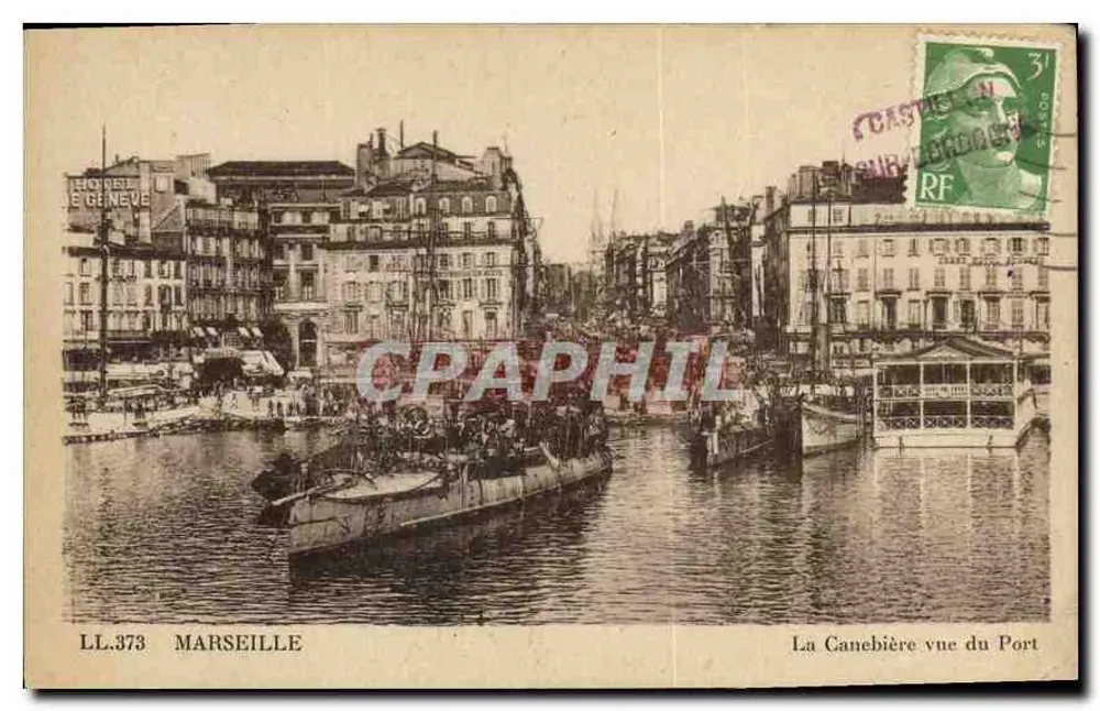 Marseille — La Canebière vue du Port — LL.373, éditeur Cité des Arts Industriels et Mécaniques, Paris - Vorderseite
