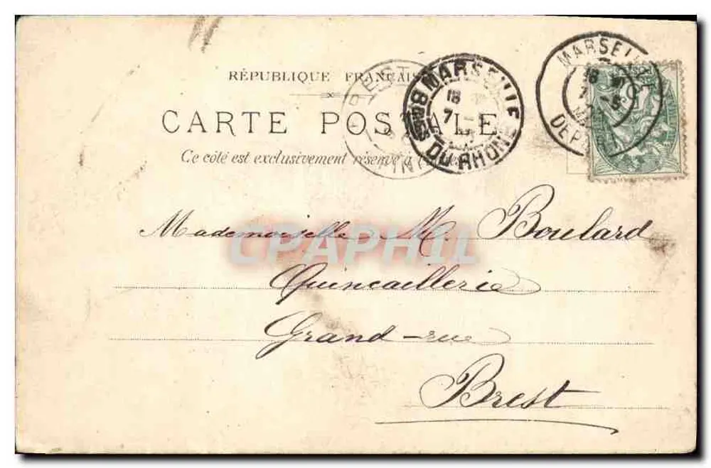 Marselha — Palácio de Justiça — Editor Émile Brun, n° 102 - Verso