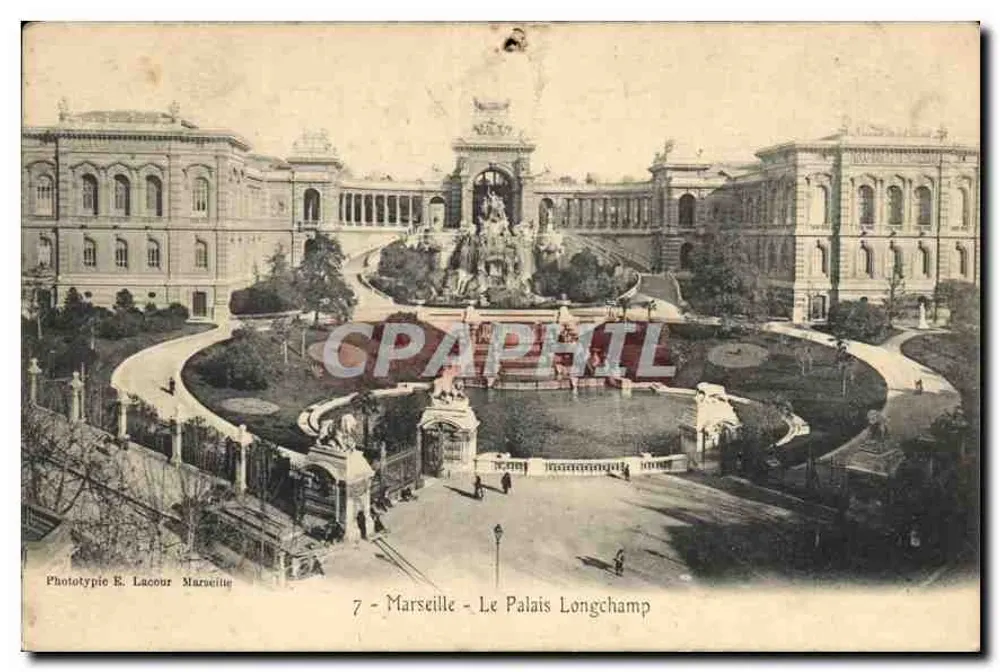 Marselha - O Palácio Longchamp — Fototipia E. Lacour Marueille, n°7 - Frente