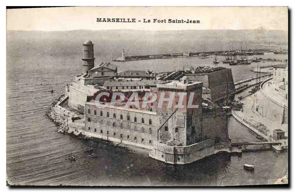Marselha - O Forte Saint-Jean — vista aérea — editor não identificado - Frente