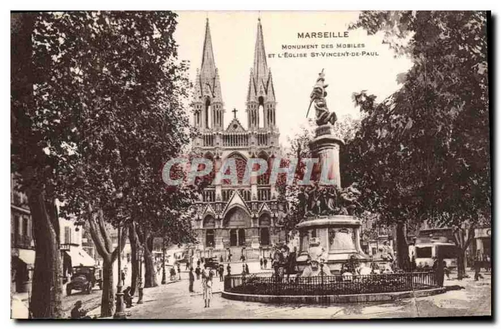 Marseille — Denkmal der Mobiles und die Kirche Saint-Vincent-de-Paul — unbekannter Verlag - Vorderseite
