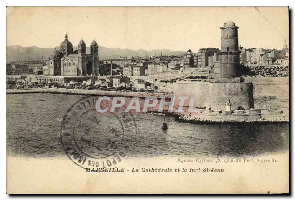 Marseille - Die Kathedrale und das Fort St-Jean — Agence Cyrhos, 78, quai du Port, Marseille - Vorderseite
