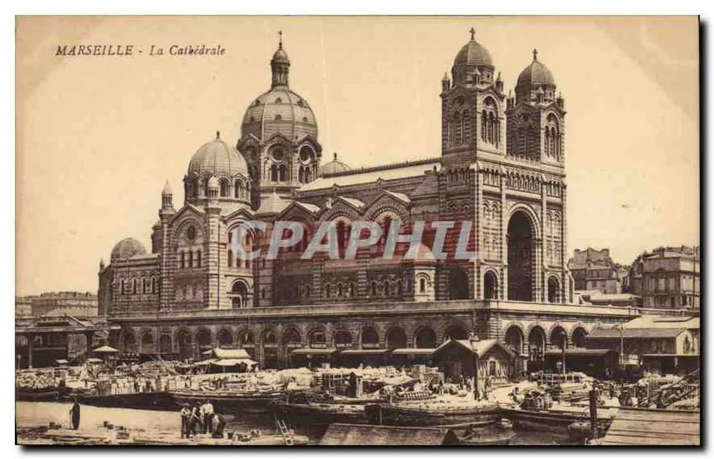 Marseille - A Catedral — vista do porto e do mercado — editor não identificado - Frente