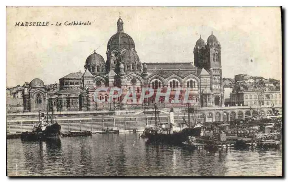 Marselha - A Catedral — vista do porto — Graphphil - Frente