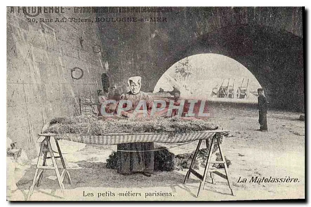 La Matelassière — Os pequenos ofícios parisienses — A. Friourenbe, 20 Rue Ad. Thiers, Boulogne-sur-Mer - Frente