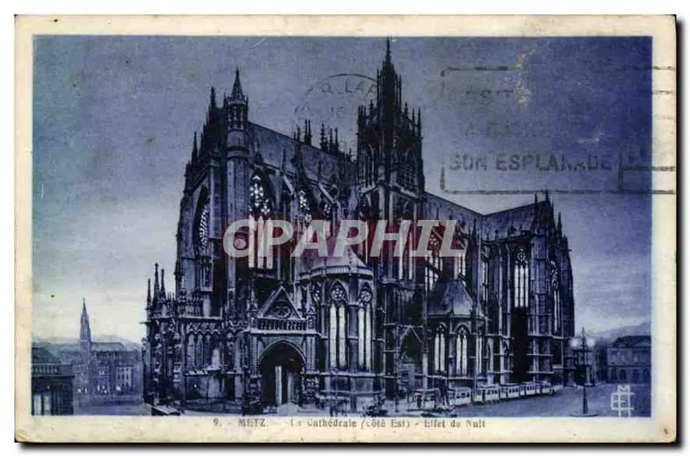 Metz - De Kathedraal (Oostzijde) - Nachteffect - Voorkant