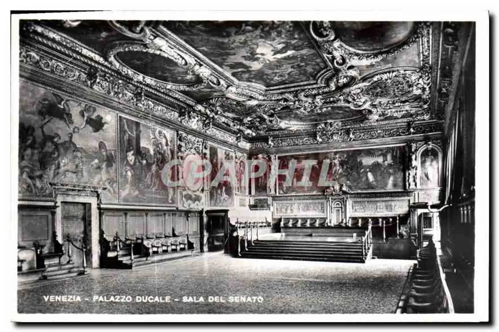 Venedig - Palazzo Ducale - Sala del Senato — Innenansicht mit Fresken und geschnitztem Decken - Fot. G. Brocca, n° 713 - Vorderseite