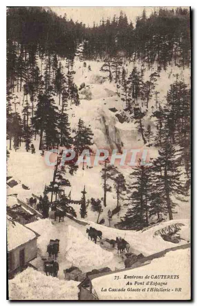 Umgebung von CAUTERETS — Die gefrorene Wasserfall und das Hotel — BR - Vorderseite