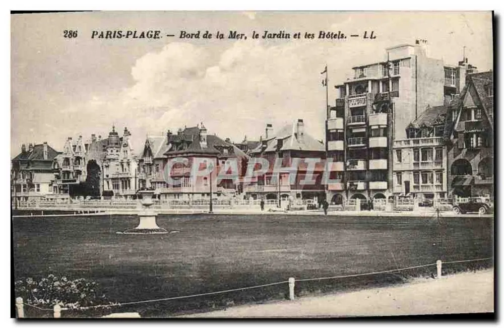 Paris-Plage — Ufer des Meeres, der Garten und die Hotels — LL - Vorderseite