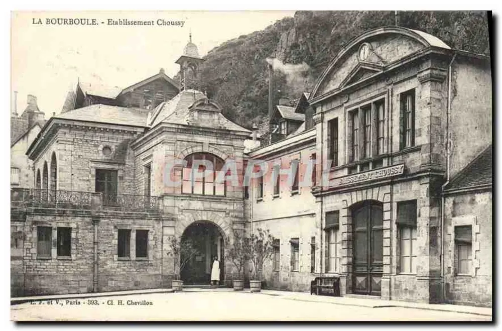 La Bourboule - Estabelecimento Choussy — Editor L. F. e V., Paris, n° 393, Cl. H. Chevillon - Frente