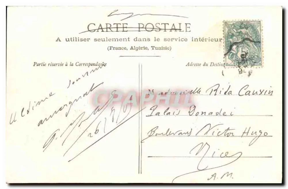 La Bourboule - Estabelecimento Choussy — Editor L. F. e V., Paris, n° 393, Cl. H. Chevillon - Verso