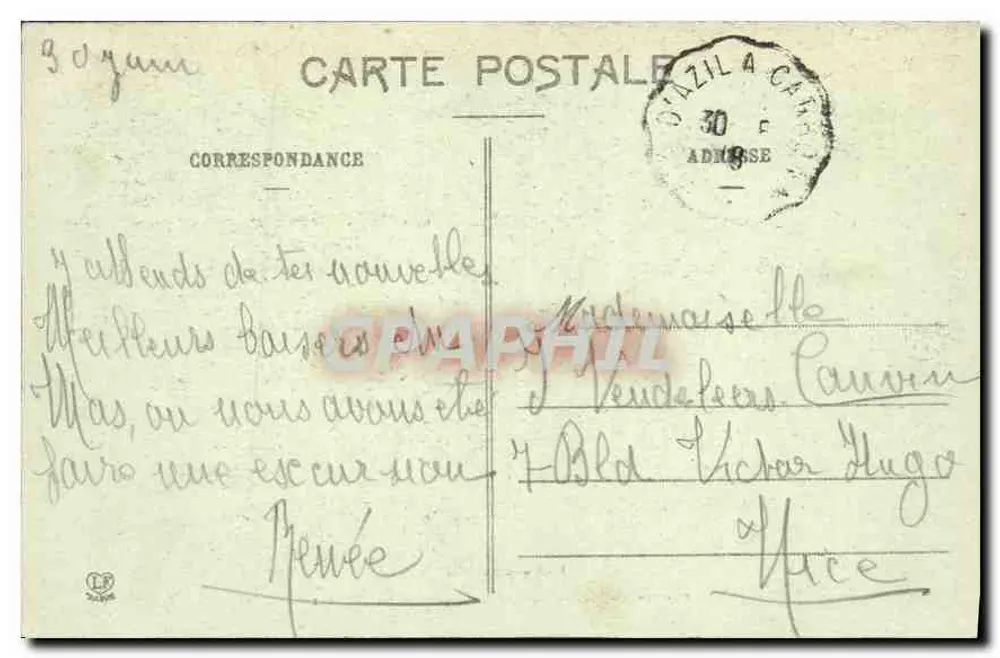 Grotte du Mas d'Axil — Ausgang zur Seite des Dorfes — L'Anièr — Phototype L'Aboulche Frères 'Dordouze' n°265 - Rückseite