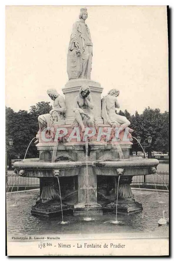 Nîmes - A Fonte de Pradier — Fototipia R. Laour, Marselha, n° 178 bis - Frente