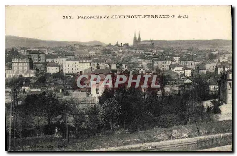 Panorama de CLERMONT-FERRAND (P.-de-D.) — n° 382 — editor J. Mirondelle, Paris - Frente